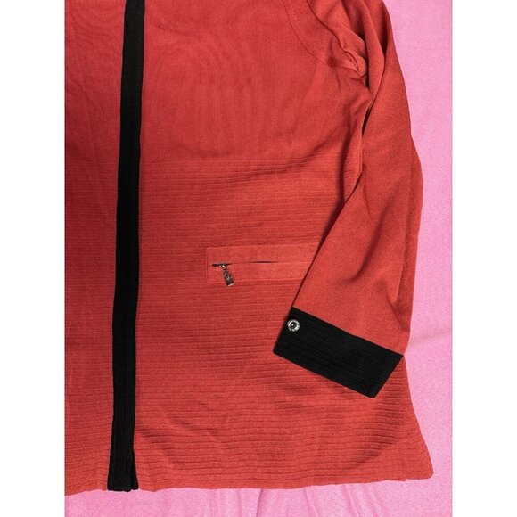 Exclusively Misook Women's High Collar Acrylic Knit Zip Blazer Red Size 1X Plus - Picture 3 of 6